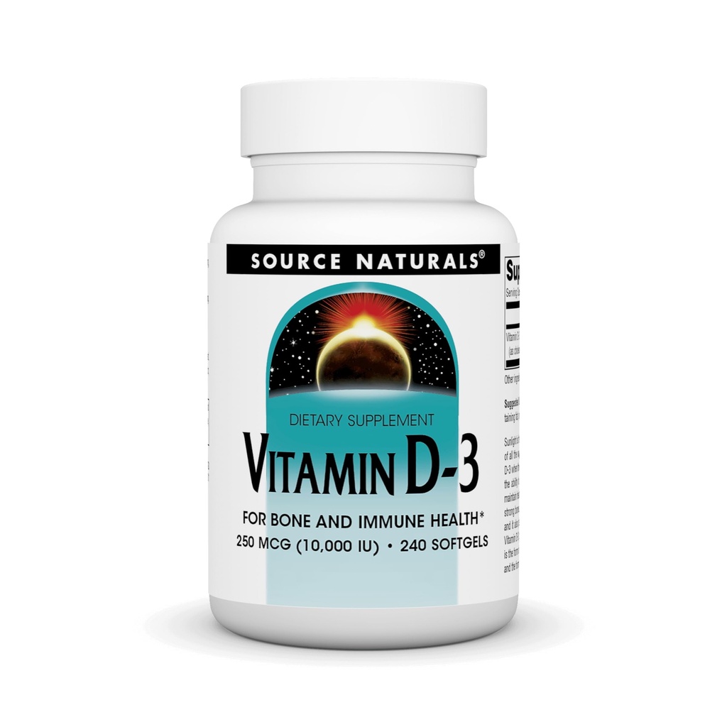 Bron Naturals Vitamine D-3, ondersteunt Bone & Immune Health*, 250 mcg (10.000 IE) - 240 Softgels