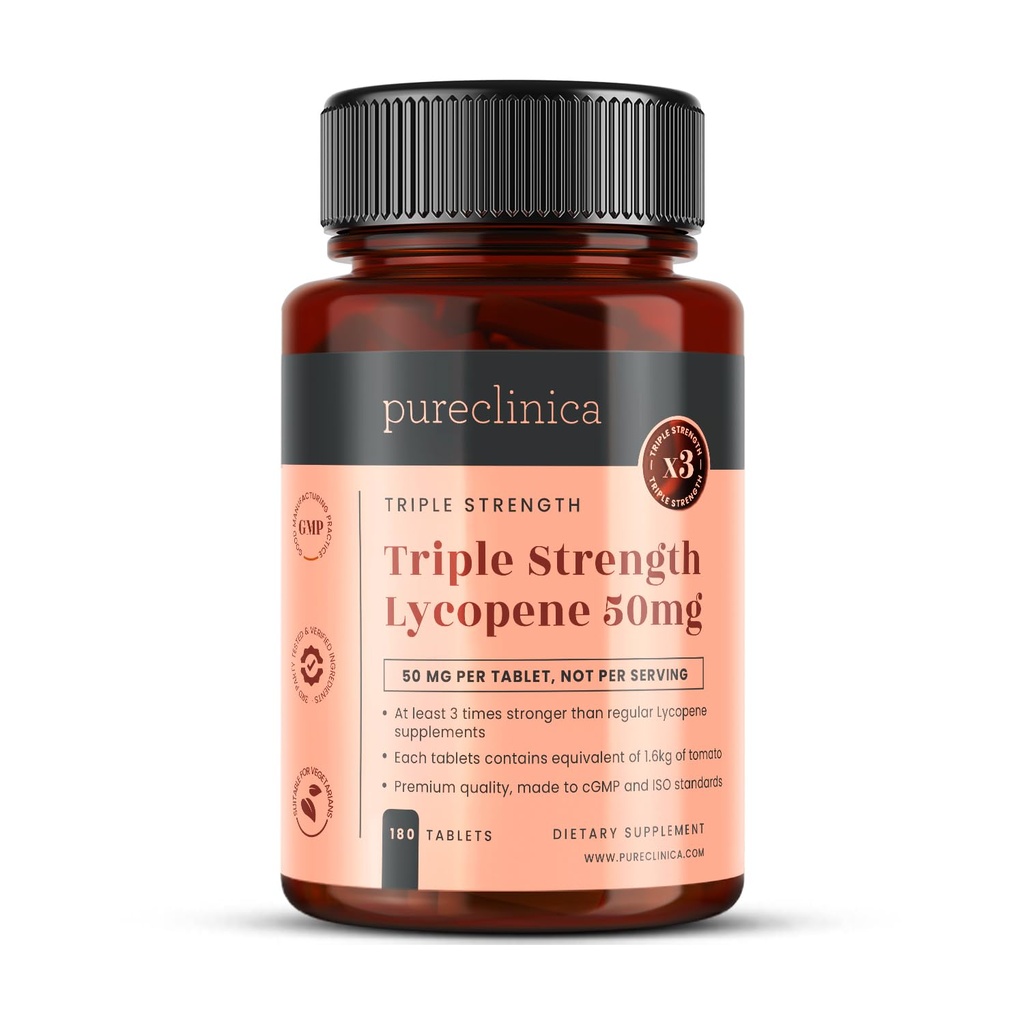 pureclinica Lycopeen 50 mg x 180 tabletten (6 maanden levering). 300% sterkte van normale Lycopeen tabletten