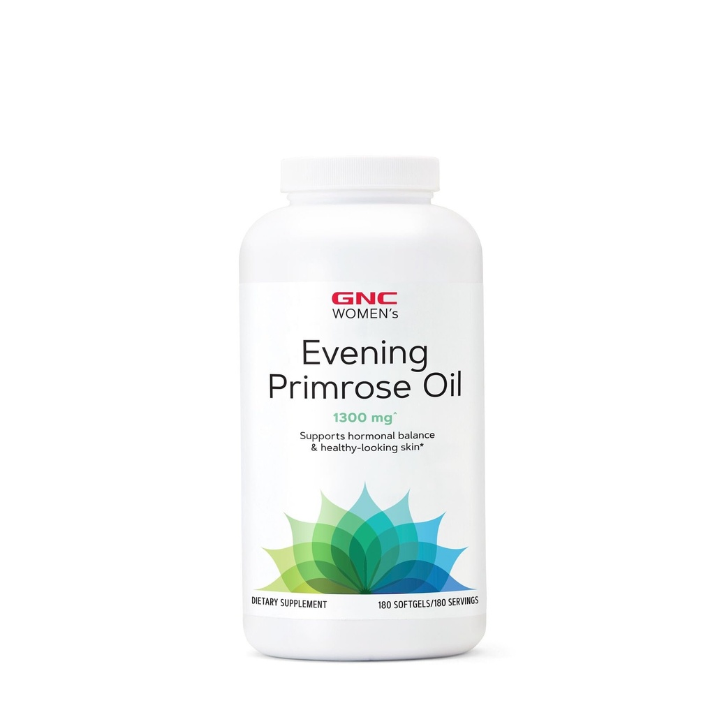 GNC Women's Evening Primrose Oil (EPO) 1300 mg Ondersteunt Hormonal Balance, Immunity, Healthy Skin and Heart Health Daily Vitamine 180 Softgel Capsules