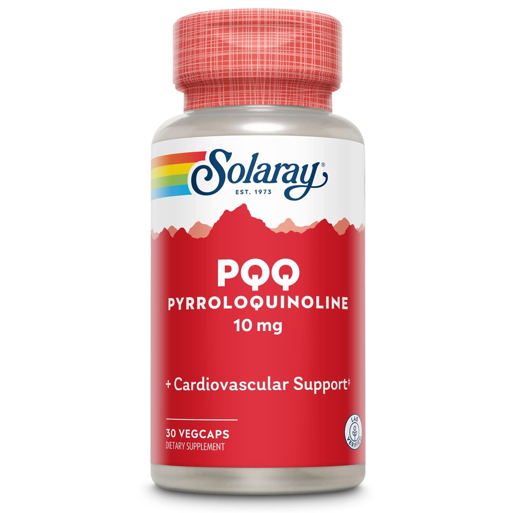 SOLARAY PQQ 10 mg, Pyrroloquinoline Quinon Supplement, Cellular, Heart & Cognitive Function Support, 30 VegCaps