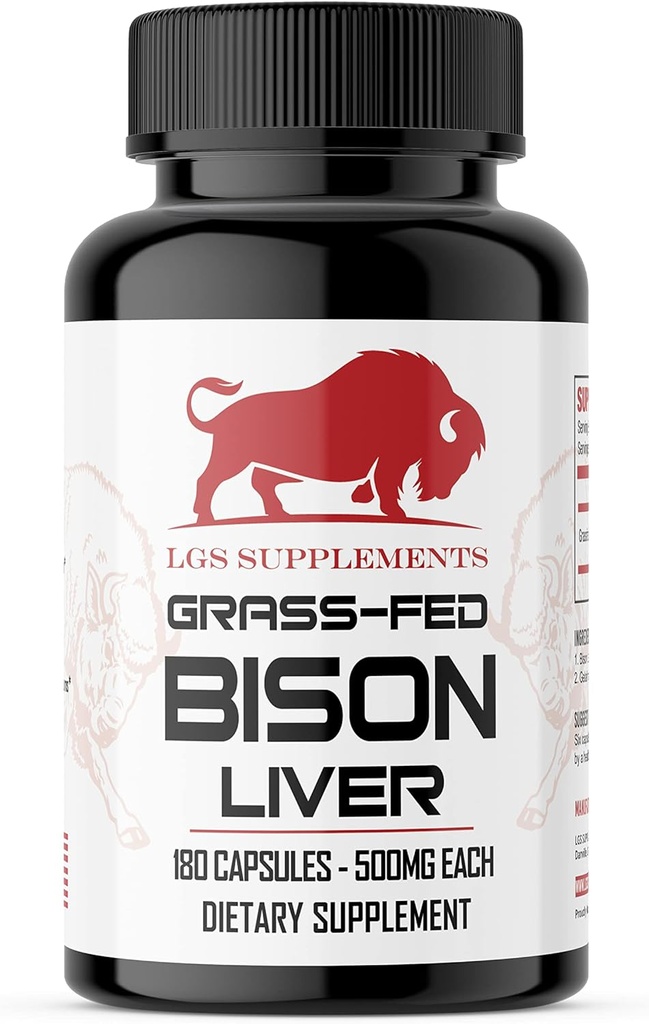 Grass Fed Bison Liver Capsules Supports Energy Production, Detoxification, Digestion, Immunity, Natural Iron Non-GMO, Freeze Dried Liver Health Supplement, 3000mg
