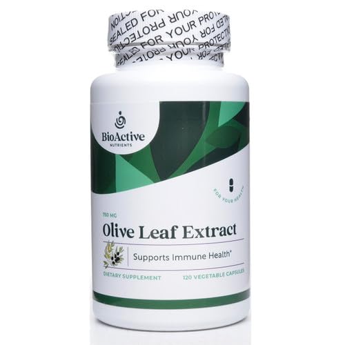 BIOACTIVE NUTRIENTS Olive Leaf Extract Supplement - 750mg - 120 Vegetable Capsules - 20% Oleuropein Concentrate - Supports Overall Health