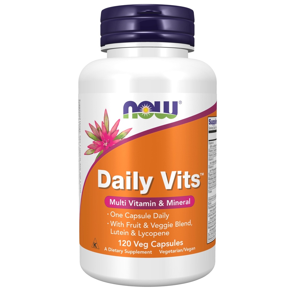 NOW Foods Supplements, Daily VitsTM met Fruit & Veggie Blend, Lutein en Lycopeen, 120 Veg Capsules