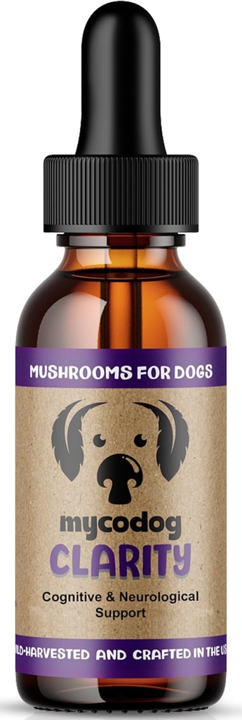 MycoDog Clarity - Cognitive Support Supplement for Dogs - Brain Health, & Senior Dog Wellness - Geheugen & Focus met functionele paddo's & Adaptogenen