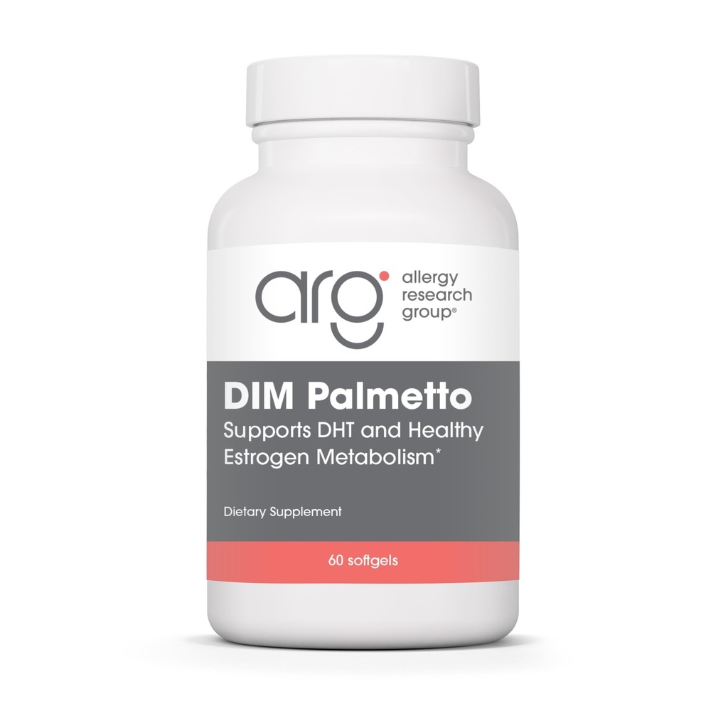 Allergie Onderzoeksgroep DIM Palmetto - Prostaat Ondersteuning Supplement voor de gezondheid van mannen, zink met Saw Palmetto, Beta Sitosterol, Stinging Nettle Extract, Pompoenzaadolie, Softgels - 60 Tellen