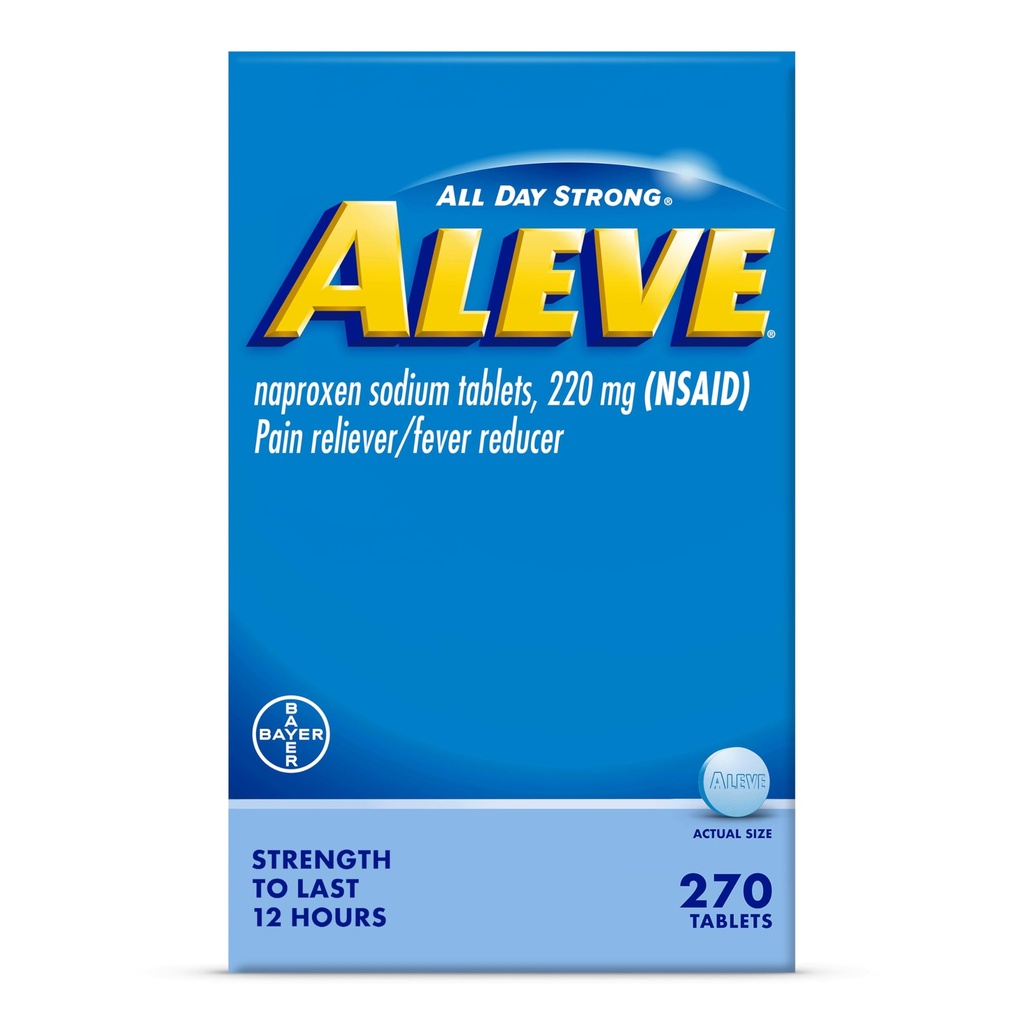 Aleve Pain Reliever & Koorts Reducer Tablets, Naproxen Natrium, Hoofdpijn, Rugpijn en Body Relief Medicine, 270 Tel.