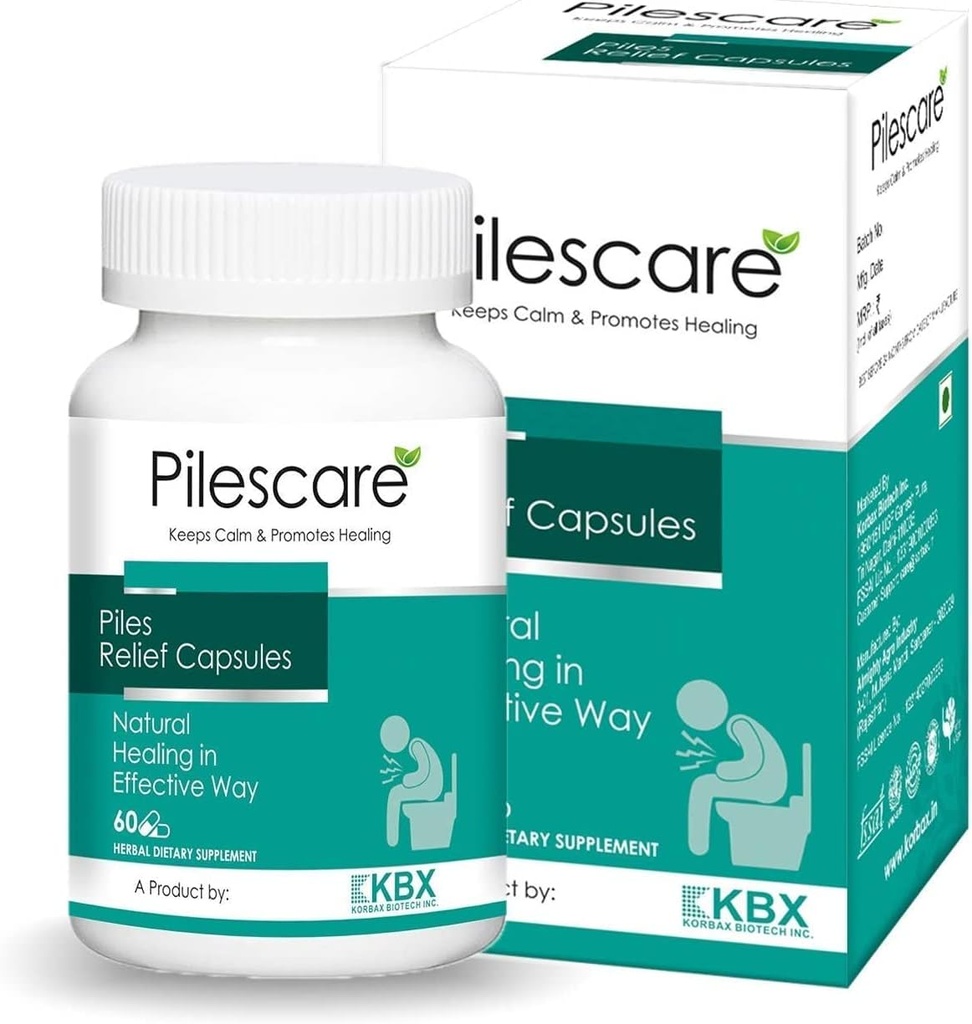 BETT 100% Natural Piles Care Capsules met (Rosanjana, Reeth, Neem, Triphala, Gugul, Moch Rasa, Shankh Bhasma & Phitkari) 60 Capsules