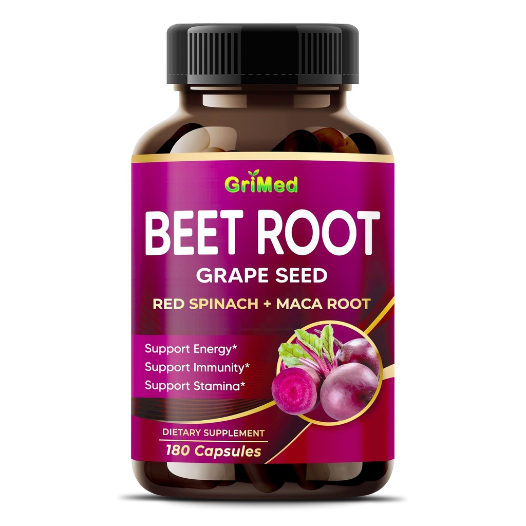 GriMed Beetwortel met druivenzaadextract, Maca Root, Red Peulvruchten & Ashwagandha 