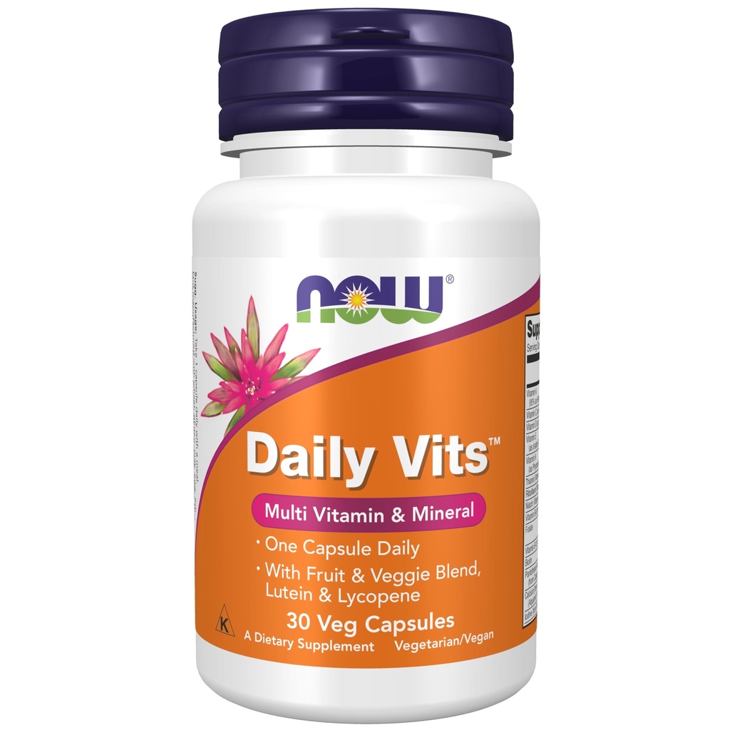 NOW Voedingssupplementen, Dagelijkse VitsTM met Fruit & Veggie Blend, Lutein en Lycopeen, 30 Veg Capsules