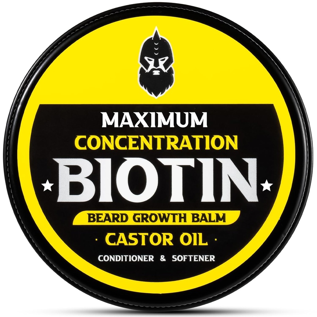 Baardbalsem, maximale concentratie BIOTIN, met Castor Oil en Argan & Jojoba Oils, bevordert baardgroei, stijlen, versterkt & Softens baarden & snorren, 2 ounce, sandalwood