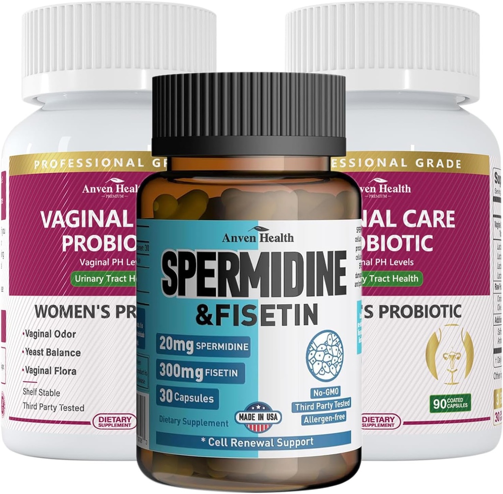 Vrouwen Health Bundle: 2 Flessen Vaginale Probiotica + 1 Fles Spermidine & Fisetin 