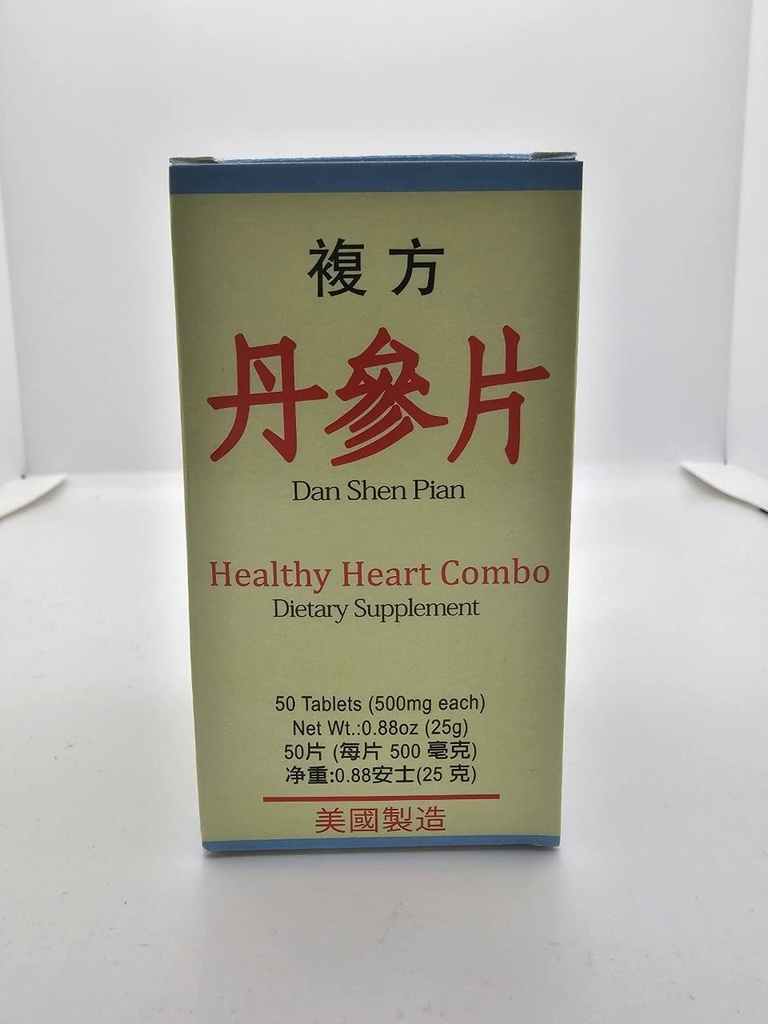 Fu Fang Dan Shen Pian Herbal Supplement helpt Cardiovasculair functies en Circulatory systeem, Verwijder bloedstasis, Borst nood en Angina 50 tabletten 500 mg/elk Made In USA