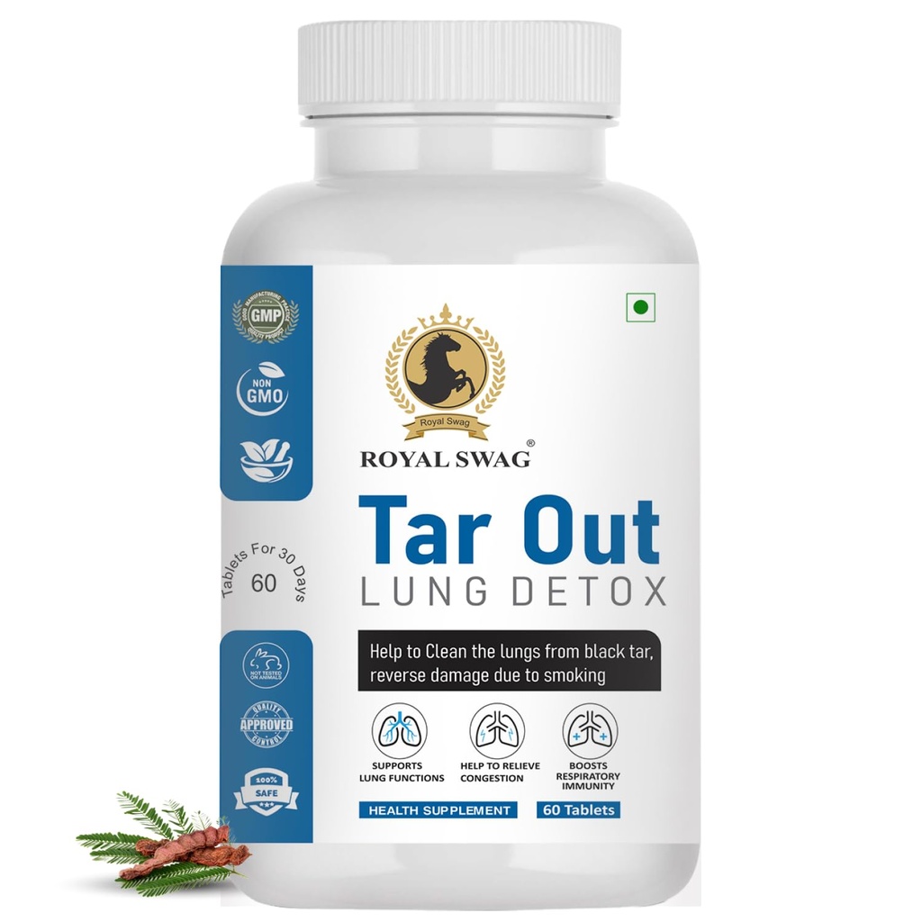 Royal Swag Tar Out Long Cleanse en Detox Tablet (60 Stuks) Pack Natural Respiratory Support Supplement voor Rokers en Niet-rokers Ondersteuning Lung Gezondheid en Ontgifting