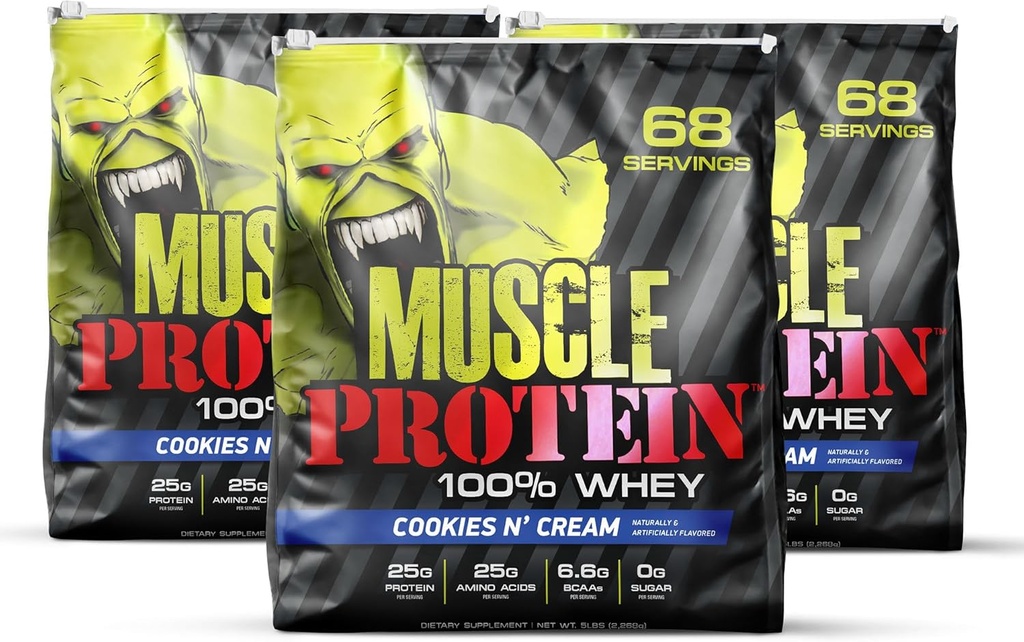 COLOSSAL LABS Muscle Wei Protein Flavored Protein Powder, 25.000 mg Aminozuren/Serven, Koud Gefilterd(Verpakking mei Vary) (15 Pond (verpakking van 3), Cookies & Cream)