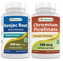 Best Naturals Konjac Glucomannan Root 2000 mg & Chroom Picolinaat 200 mcg