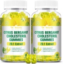 (2 Packs) Suikervrije Citrus Bergamot Gummies voor gezonde cholesterol - Alle natuurlijke supplementen 25:1 Extract uit Italië Bergamot Supplement voor Immune Support Gezonde Anti-Aging Suikervrije Vegan pectine