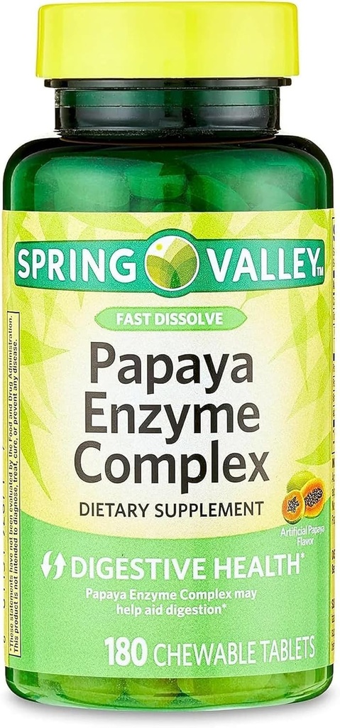 Papaya Enzyme Complex Kauwtabletten Dieetsupplement, 180 Tellen