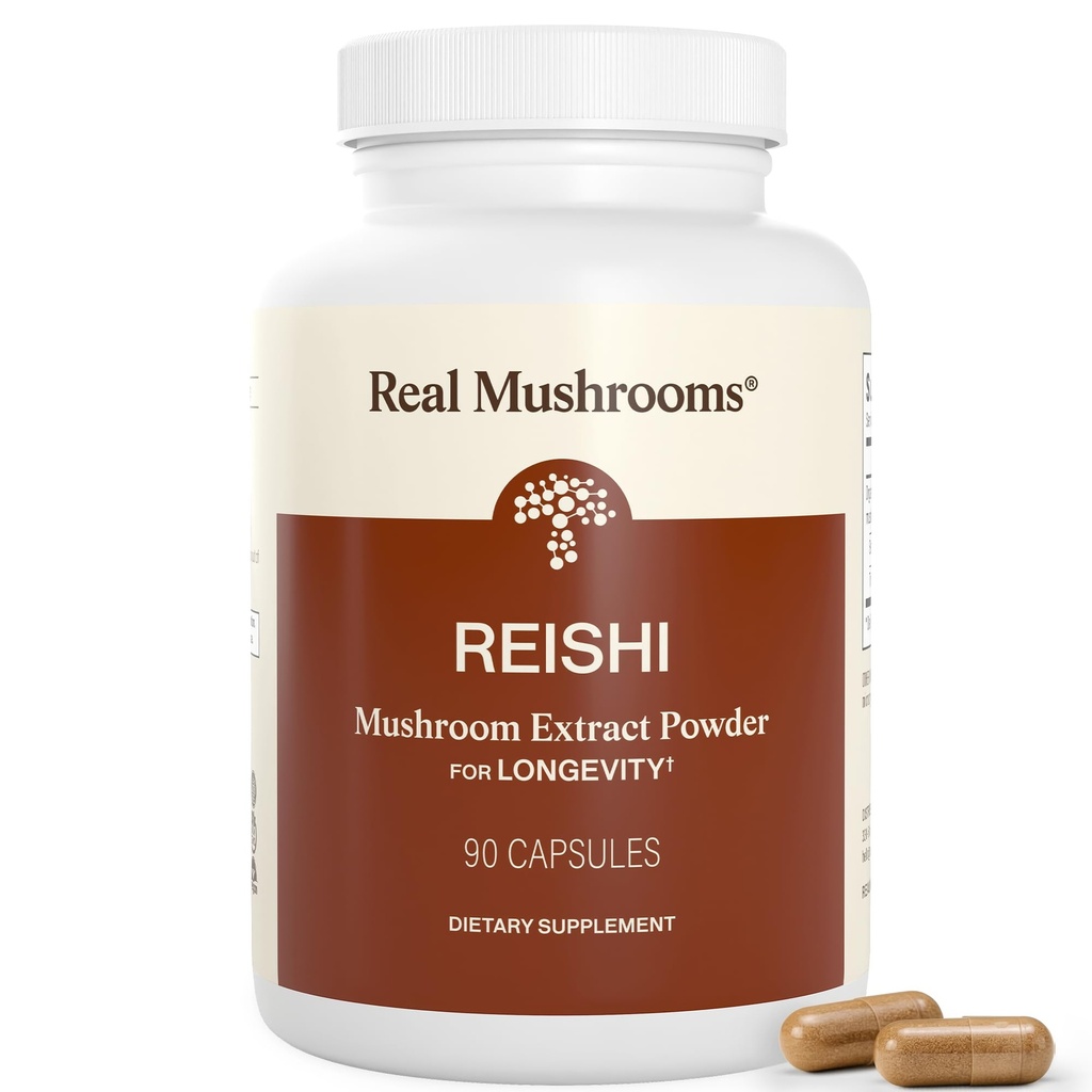 Real Paddestoelen Reishi Paddestoelen Capsules - Handpicked Biologische Paddestoelen Extracten - Red Reishi voor Tranquil Dagelijkse Wellness met Geverifieerde Beta Glucans Vegan, Non-GMO, Geen Graan Fillers, 90 ct