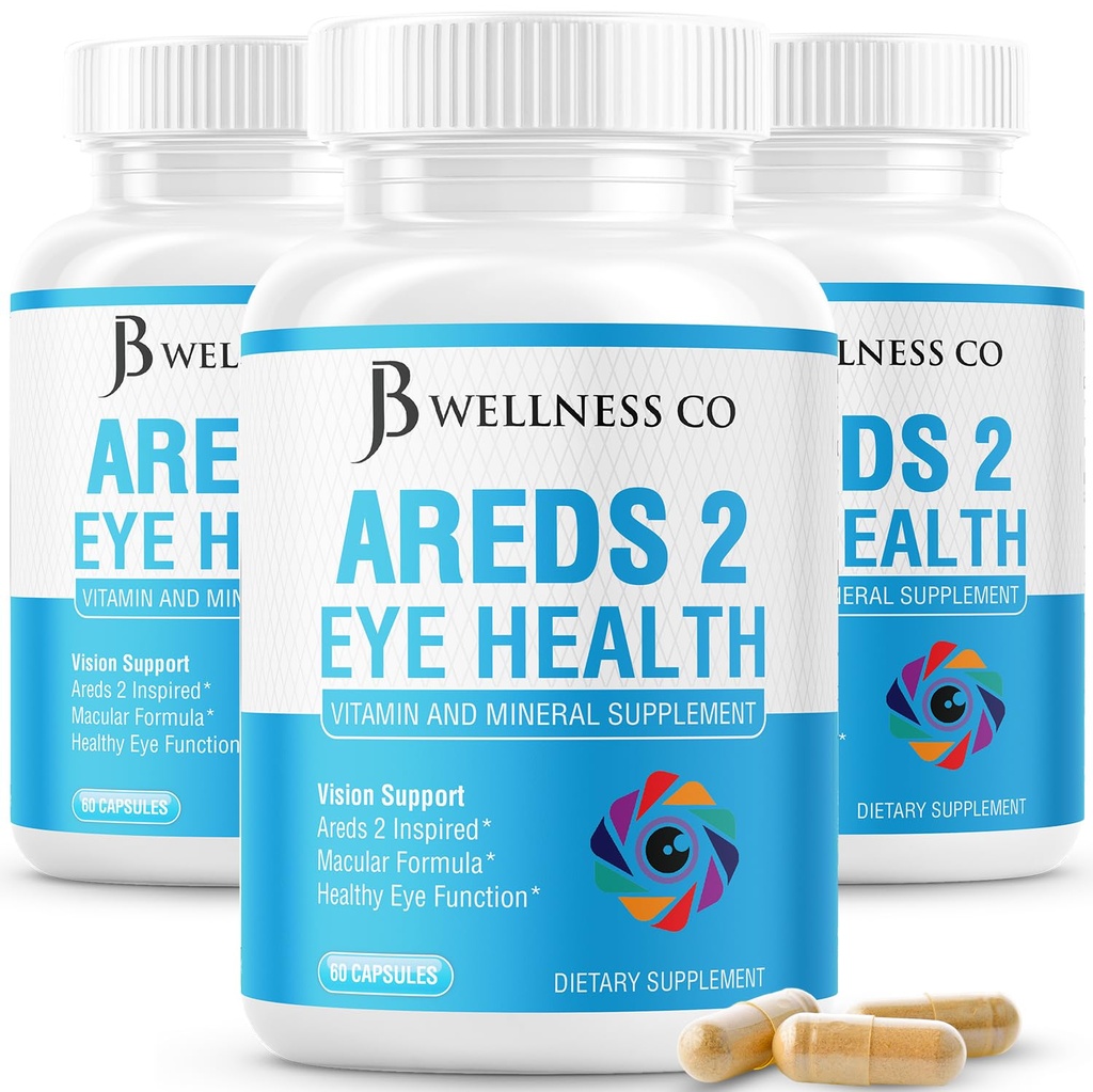 JB Wellness AREDS 2 Eye Vitamin & Mineral Supplement, Bevat Luteïne, Vitamine C, Zeaxanthine, Zink & Vitamine Enhance Vision Supplement - 180 Tel.