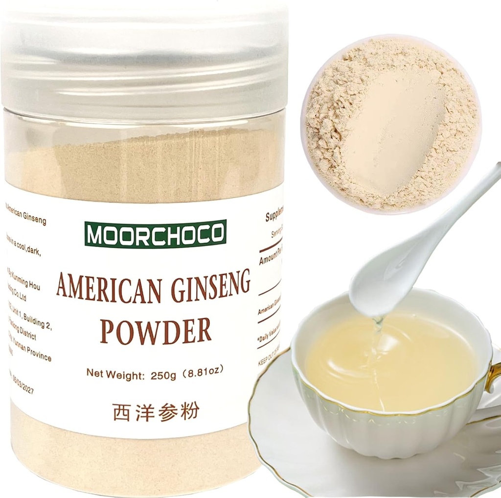 Ginseng Powder Wisconsin Ginseng Root Powder - Non-GMO, Glutenvrij Poederd - Gebruik American Ginseng Herbal Supplement for Smoothies, Baking, Thee