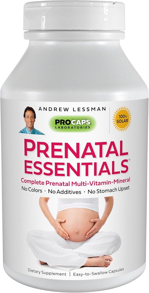 ANDREW LESSMAN Prenatale Essentials 180 Capsules - Complete Prenatale Vitaminen voor Vrouwen, Geen Additieven Prenatale Multivitamine, Nutriënten voor Vrouwen Prenatale, Postnatale-Methylfolaat Prenatale met ijzer