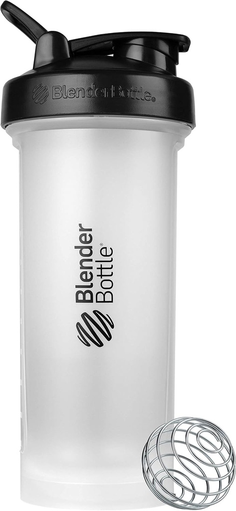 BlenderBattle Classic V2 Shaker Bottle Perfect voor eiwitshakes en pre-workout, 45-ounce, helder/zwart