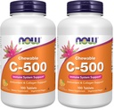 NOW Supplementen, Vitamine C-500, Antioxidant bescherming*, Sinaasappelsap smaak, 100 Kauwbare Lozen (verpakking van 2)