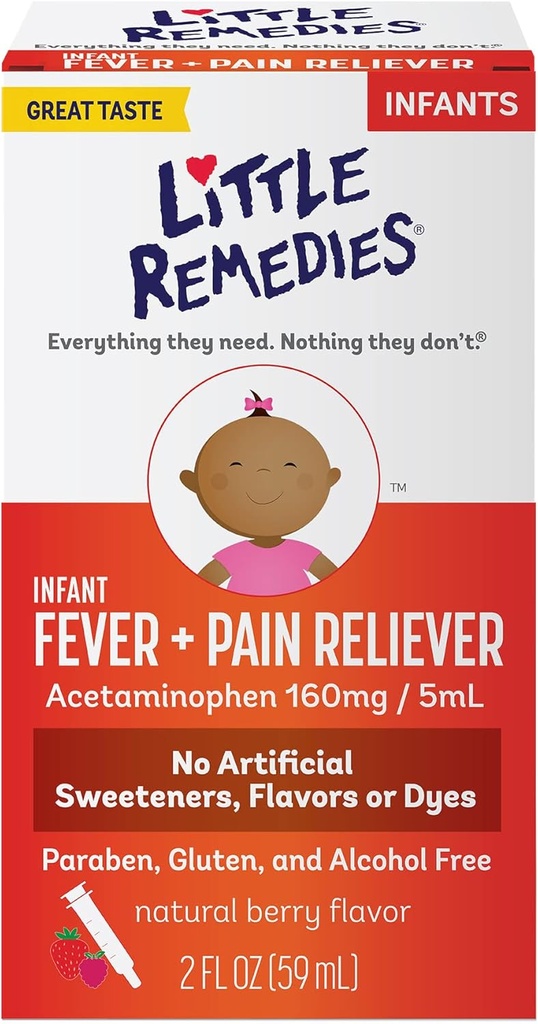 Little Remedies Baby Geneeskunde, Zuigelingenkoorts en pijnverlichting met acetaataminofen, Berry smaak, 2 Fl Oz
