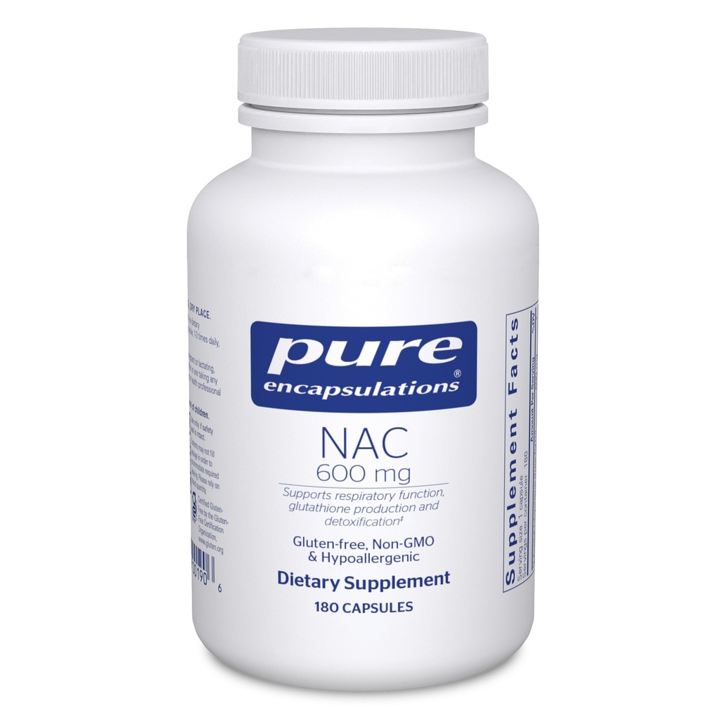 Pure Encapsulations NAC 600 mg - N-Acetyl Cysteine NAC Supplement for Long Health & Immune Support, Liver Support & Antioxidants* - with Freeform N-Acetyl-L-Cysteine - 180 Capsules
