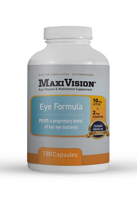 MaxiVision® Eye Formula - Eye Vitamin Gebaseerd op AREDS 2 Studie - Leeftijdsgerelateerde maculaire ondersteuning (1 B, 180 Capsules)