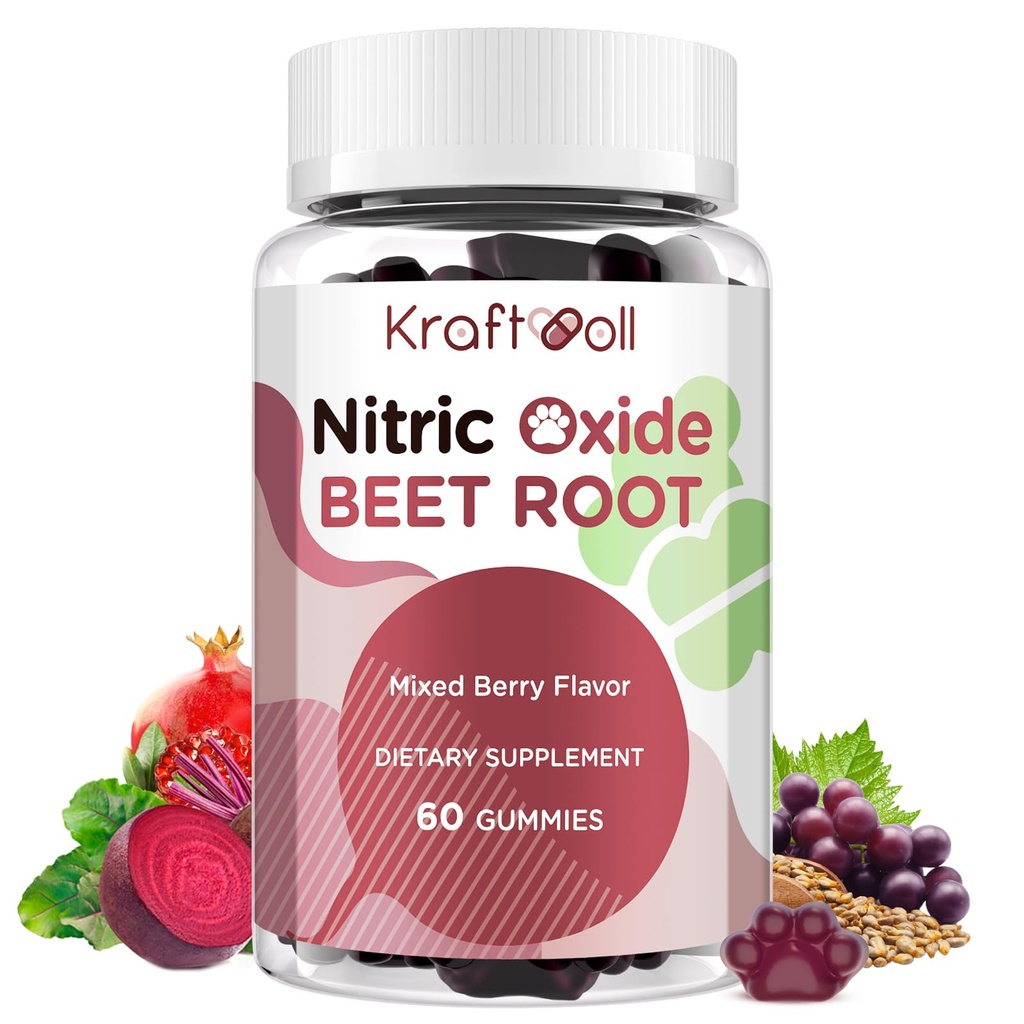 Beetwortel Gummy's 6000mg Onbewerkte Booster met Grape Seed, Granaatappel, Vitaminen C & B12 