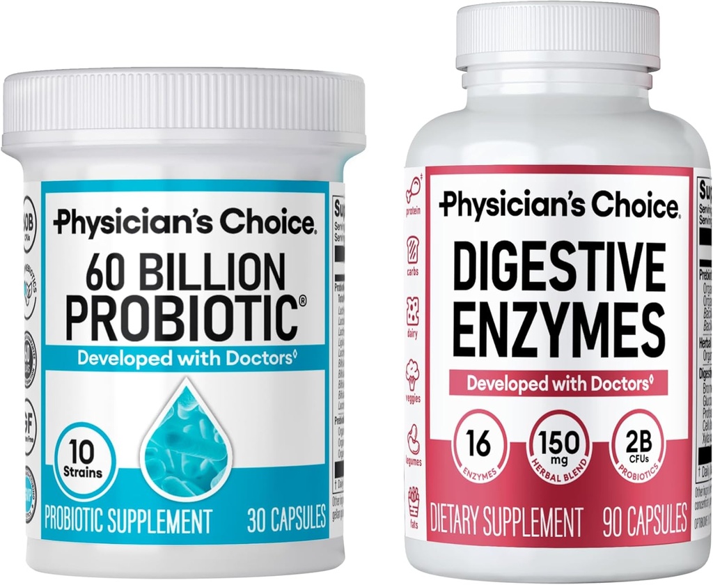 KEUZE van de arts - Optimale Gut Health Bundle: 60 miljard Probiotica + Digestieve Enzyme 90ct voor Digestieve Comfort en Immune Ondersteuning