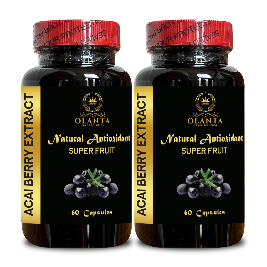 ACAI Berry Extract - acai Berry Supplement Vruchtbaarheid, Açaí Berry (Euterpe oleracea) Pillen, Antioxidant-Rich Biologische, Vezel pillen - 2 Flessen 120 Capsules