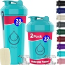2 PACK, 28 oz & 20 oz Shaker Flessen met krachtige draad Whisks voor eiwitmixen Leakproof Blender Shaker Bottle Pack 