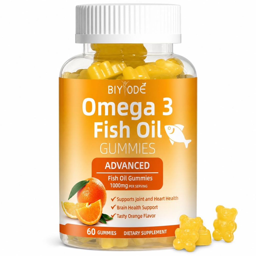 Omega-3 Visolie Supplementen: Pure 1000mg Omega-3 Gummies Ondersteuning Hart Joint Eye Brain Immune Health 60 Gummies 30 Day Supply