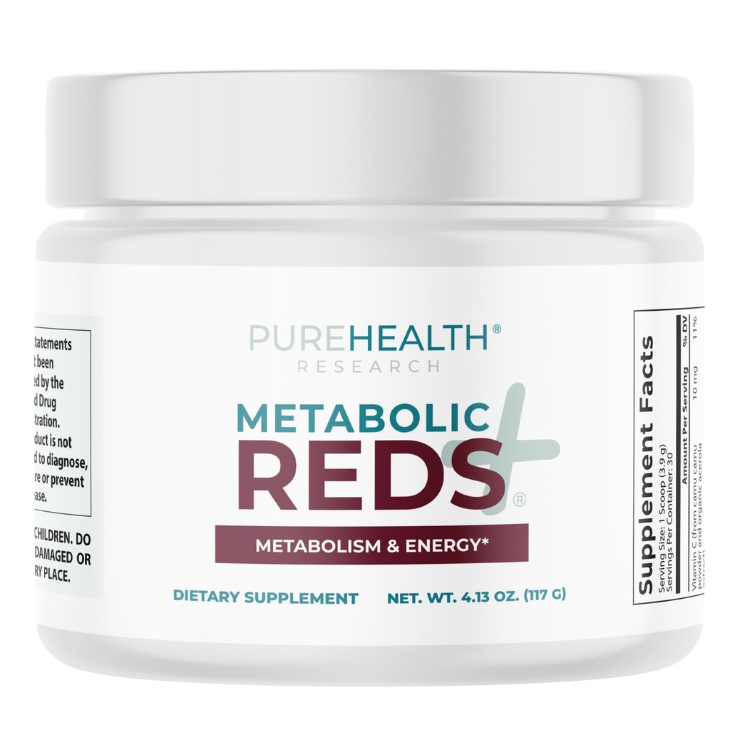 PUREHEALTH ONDERZOEK Rood Superfoods Poeder - Slechts 10 Calorieën Fruit en plantaardige adaptogeen Drink met bieten, polyfenolen, probiotische poeder - antioxidanten Supplement voor energie, 30 porties