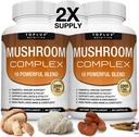 Toplux Mushroom Supplement Lions Mane & Cordyceps Reishi Chaga 10 Biologische Paddestoel Mengen om Immune System, Geheugen, Focus & Clarity en Energie verhogen, voor Mannen Vrouwen, 60 Capsules