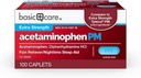 Basic Care Acetaminophen PM, Pain Reliever Plus Nighttime Slaaphulp Caplet, 100 Tellen