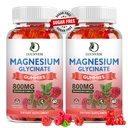 (2 Pack Sugar Free Magnesium Glycinate Gummies, 500mg Magnesium Glycinate met 200mg Magnesium Malate, Taurate, Oxide, COQ10, Vitamine B6 en D3, Slaap & Kalm Ondersteuning, 120 Raspberry Gummies