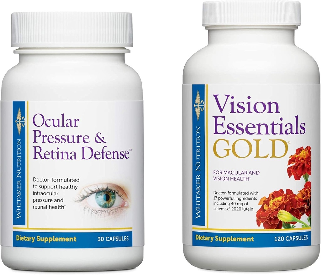 Premium Eye Health Bundle Inclusief Vision Essentials Gold, met 40 Mg Lutein, voor gezonde visuele functie en Oculaire Druk & Retina Defense ter ondersteuning van gezonde intraoculaire drukniveaus