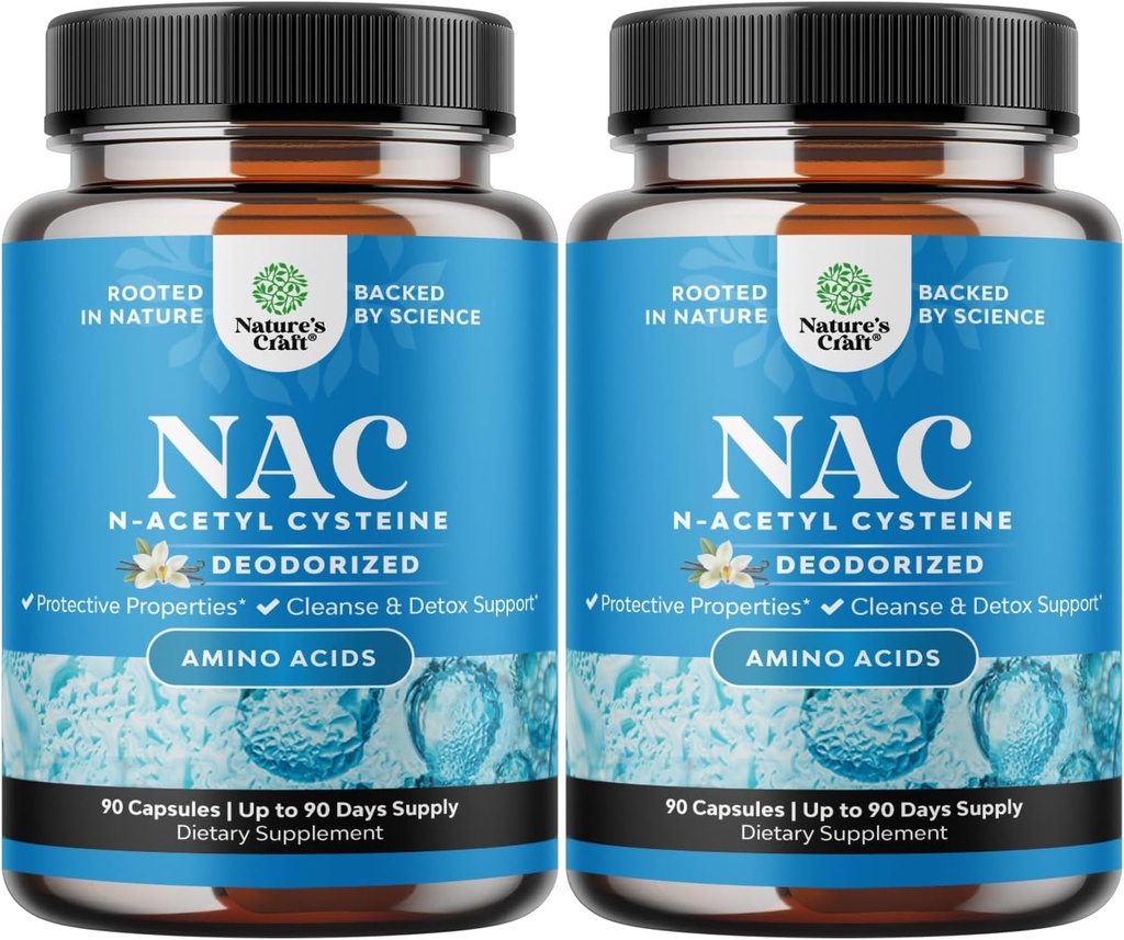NAC Supplement N-Acetyl Cysteine 600mg - Vegan High Absorptie NAC 600 mg Capsules - Glutathion Precursor voor leverreiniging Detox & Repair Plus Lung Health and Immunity Ondersteuning (180 Servings)