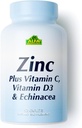 ALFA VITAMINS Zink + Vitamine C, D3 & Echinacea-supplementen, Immuunondersteuningsformule met verbeterde absorptie, ondersteunt botgezondheid, immuunfunctie en antioxidantbescherming, 120 capletten
