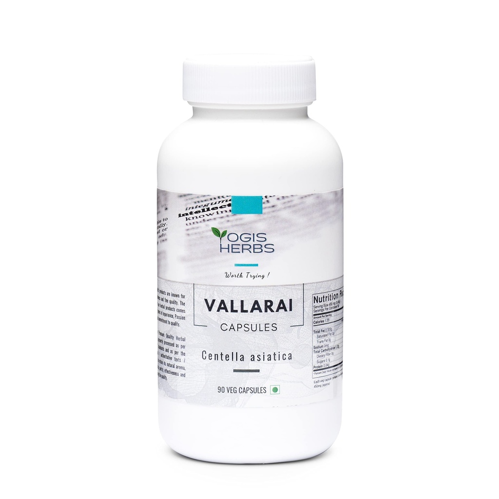 YOGIS HERBS Vallarai Capsules (Centella Asiatica/Gotu Kola) 