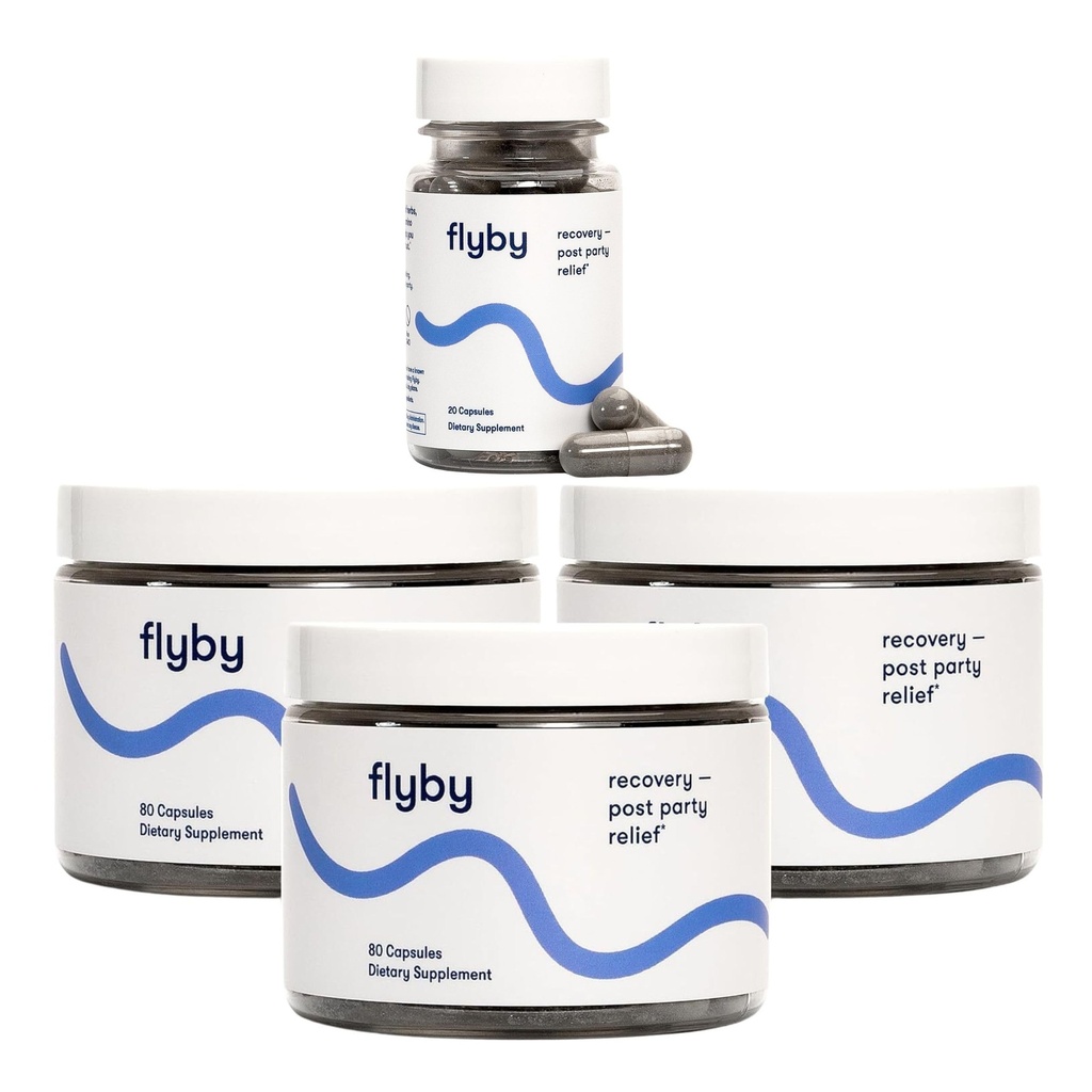 Flyby Recovery Supplement - All The Hang, Without The Over!™ - with Milk Thistle, Vitamin C, Activated Charcoal, and Apple Cider Vinegar - Pre & Post Drinking Formula