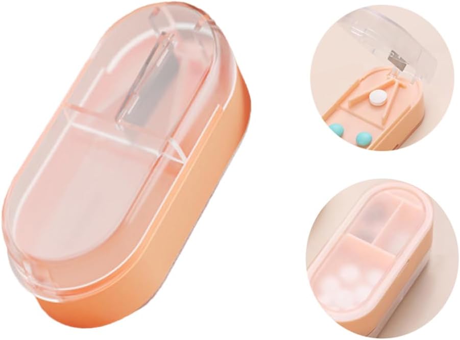 Pillensnijder, professionele pilssplitter voor het snijden van kleine pillen of grote pillen in de helft (roze)