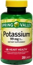 Spring Valley Kaliumcaplets Dieetsupplement, 99 mg, 250 Tellen