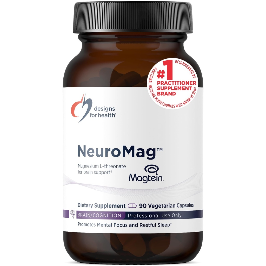 Designs for Health NeuroMag Magnesium L-Threonate - Chelated Magnesium Supplement from Magtein for Brain Health & Cognitive Function - Bio available Magnesium L Threonate (90 Vegan Capsules)
