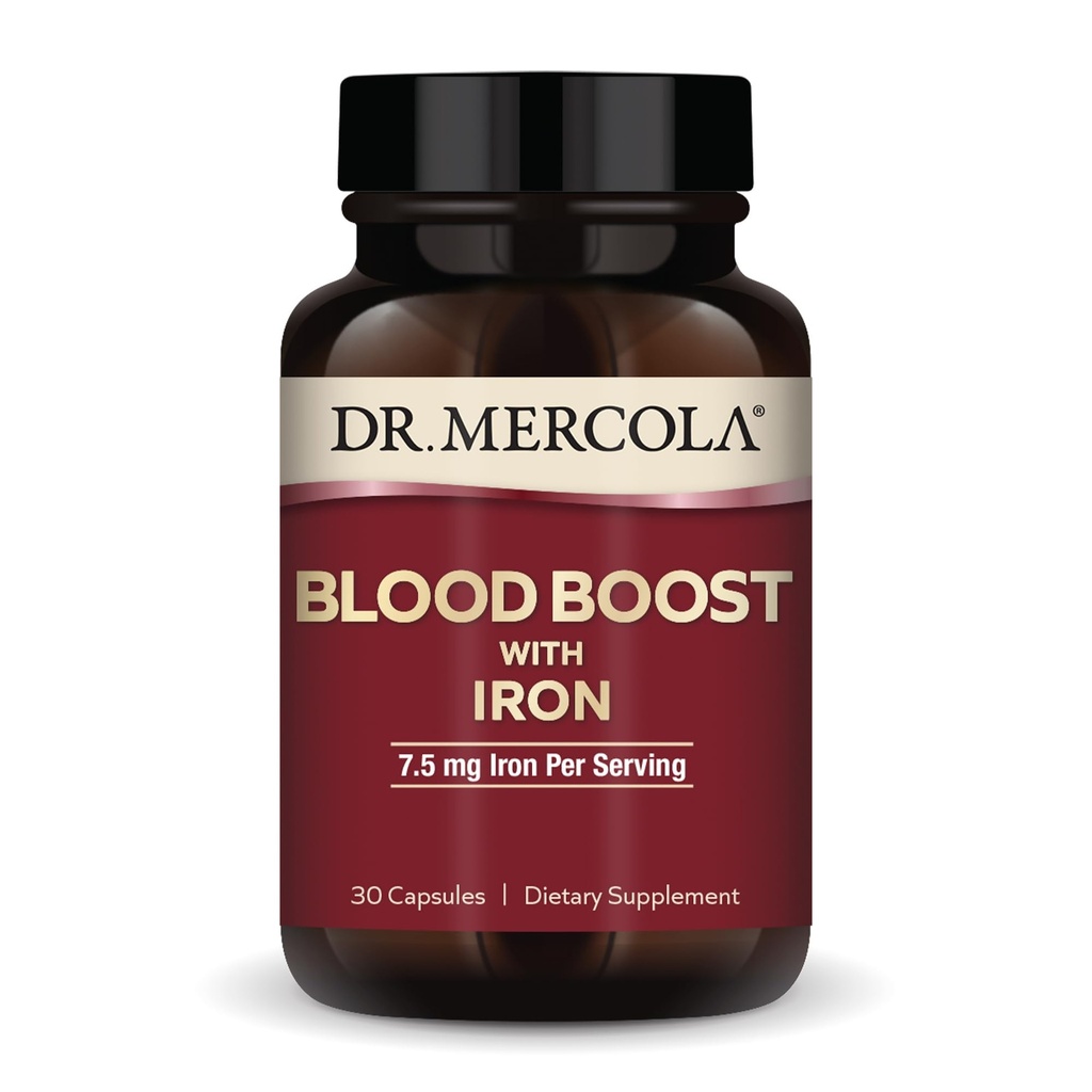 Dr Mercola Blood Boost with Iron, 30 Capsules 7,5 mg Iron, Non-GMO, Glutenvrij, Sojavrij