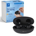 Medline oplaadbare OTC-hoortoestellen, zwart, in-The-Ear, 4 omgevingsinstellingen, waterbestendig, instelbaar volume, licht tot matig gehoorverlies, geluiddemping, gehoorapparaten voor oordopjes