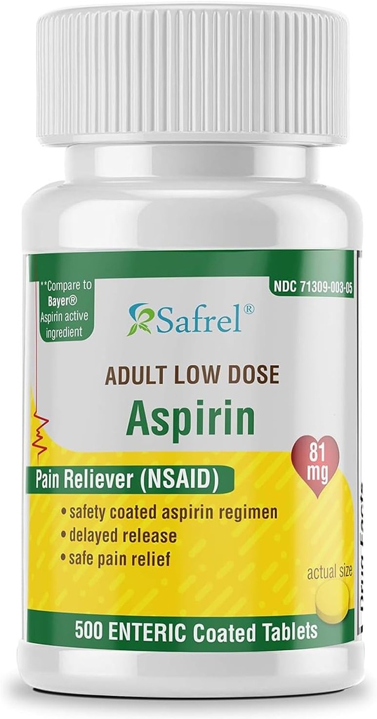 Safrel Generieke Bayer Baby Aspirine 81 mg (500 Enteric Coated Tablets)